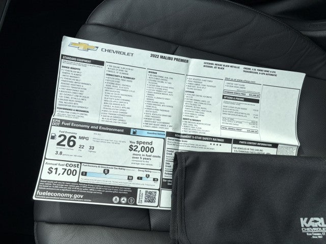 2022 Chevrolet Malibu Premier, 1-owner, no accidents,