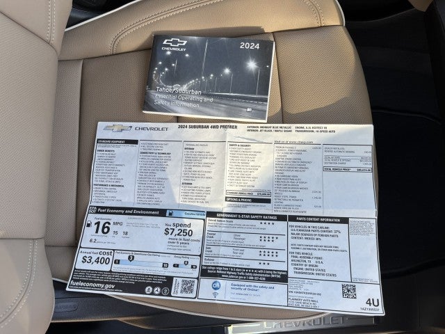 2024 Chevrolet Suburban Premier, Premium Pkg. 2, 22 Wheels, Power Assist Steps, 1-owner